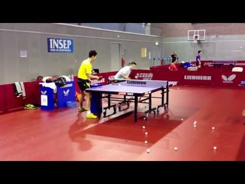 Wang Liqin and Xu Xin doing multiball practise