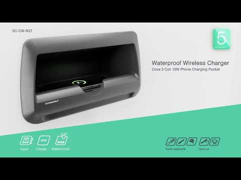 Scanstrut Waterproof Wireless Charger - Cove 3 Coil 15W phone charging pocket 12/24V