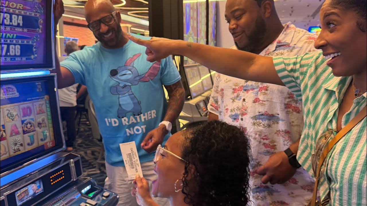 Dutchess playing the penny slot machines like her life depends on it