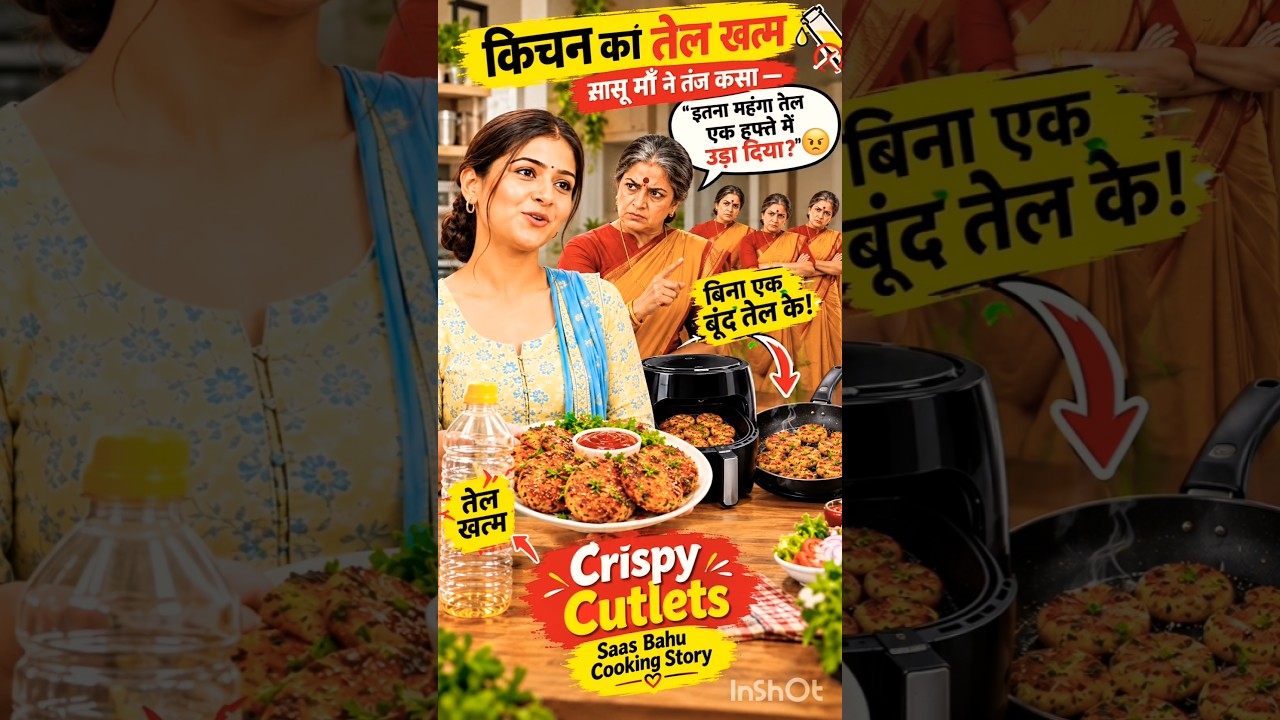 तेल खत्म हुआ तो सास ने दिया ताना 😱 बहू ने बनाए बिना तेल के   Zero Oil Cutlet #shorts #youtubeshorts