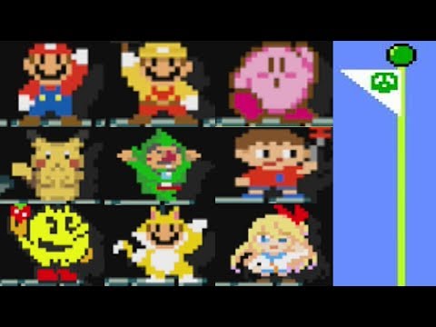 Super Mario Maker: All 153 Costume FLAGPOLE THEMES and Animations.(Mystery Mushroom Suits/Amiibos)