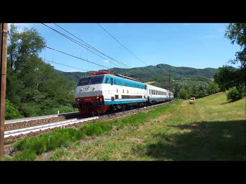 LE E.444r CON INTERCITY IN TRANSITO NEL CURVONE DI RIGOROSO (AL) 15 - 7 - 2017