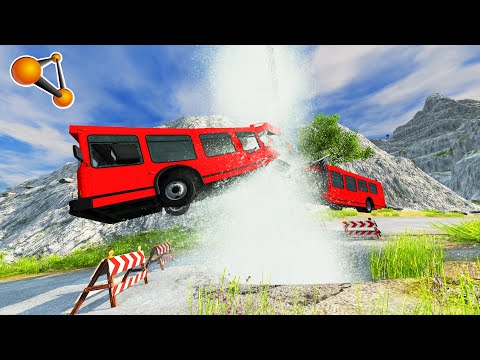 BeamNG.Drive - Cars vs Destructive Water Burst