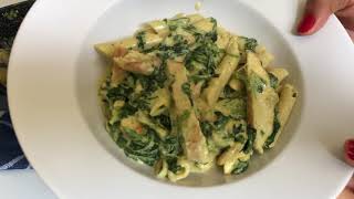 Receta de Pasta en Salsa Blanca con Pollo Y Espinacas - Pasta Alfredo con Pollo y Espinacas