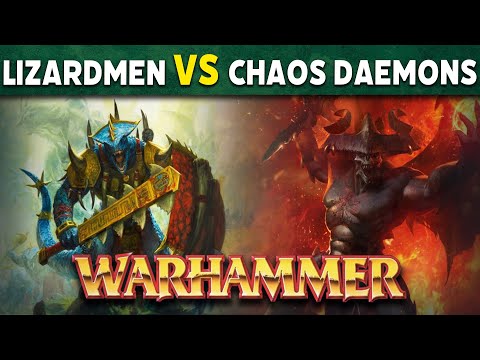 Chaos Daemons vs Lizardmen Warhammer Fantasy 7th Edition Live Battle Report