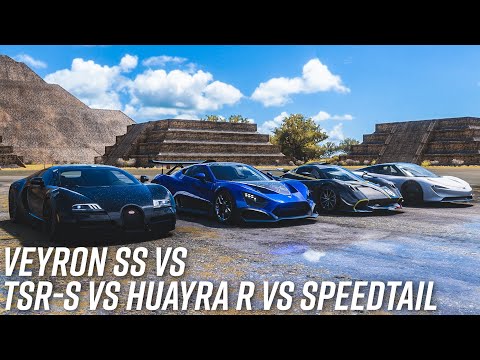 Pagani Huayra R vs Bugatti Veyron Super Sport vs Zenvo TSR-S vs McLaren Speedtail | Forza Horizon 5