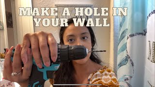 HOW TO DRILL HOLE IN WALL FOR SCREW / BEGINNER FRIENDLY! / DRILL HOLE IN WALL STEP BY STEP