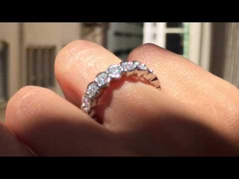 Stunning 3.64CT 18K White Gold Round Diamond Bezel Set Eternity Ring, Eternity Band