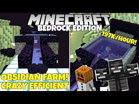 Minecraft Bedrock: Obsidian Farm Tutorial! 197,000 Drops/Hour! MCPE Xbox PC PS4/5