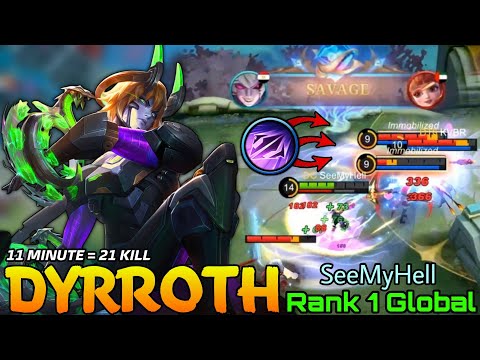 SAVAGE + 21 Kills!! Dyrroth Crazy WipeOut All Enemies! - Top 1 Global Dyrroth by SeeMyHell - ML