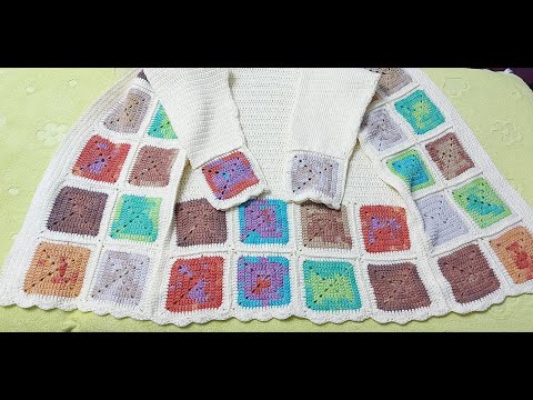 Jacheta crosetata cu patratul bunicii #handmade #crochet #jacketcrochet