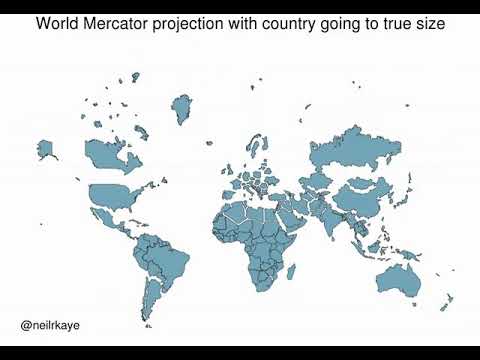 World Mercator Projection with country going to be true size