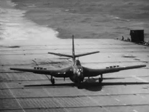 Vintage Aircraft Carrier Jet Landings -- McDonnell FH Phantom