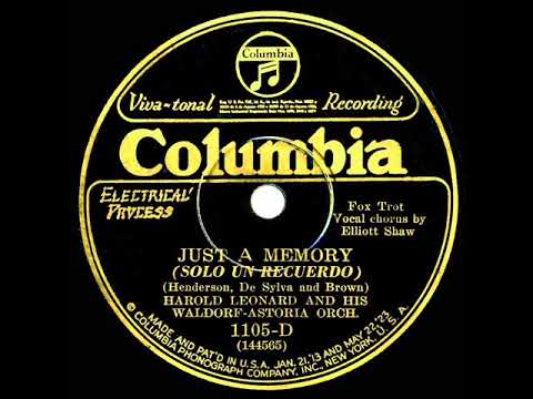 1927 Harold Leonard - Just A Memory (Elliott Shaw, vocal)