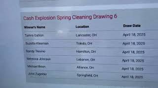 CASH EXPLOSION ENTRY TICKETS RESULTS