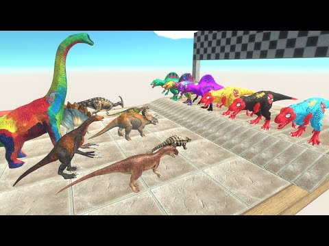 COLORS SPIDERMAN SPEED RACE SUPERHEROES DINOSAURS DEATH RUN ARBS - Animal Revolt Battle Simulator
