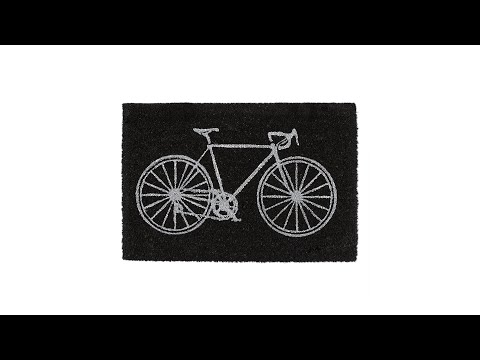 Paillasson coco vélo Noir - Blanc - Fibres naturelles - Matière plastique - 60 x 2 x 40 cm