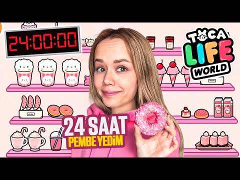 24 SAAT BOYUNCA PEMBE YEMEK YEDİM!? | Toca Life World  @GamzeKarta ​