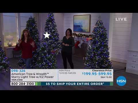 American Tree   Wreath 5' Starry Light Tree with EZ Power