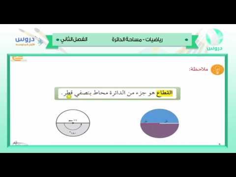 الاول المتوسط| الفصل الدراسي الثاني 1438/ رياضيات | مساحة الدائرة