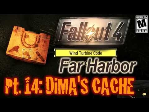 Fallout 4 Far Harbor Gameplay Episode 14 DiMA's Cache Wind Farm Code