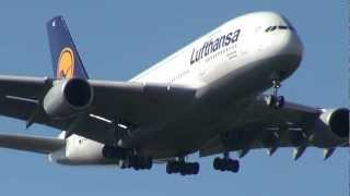 preview picture of video 'Lufthansa A380 landing with crosswind at Narita Airport'