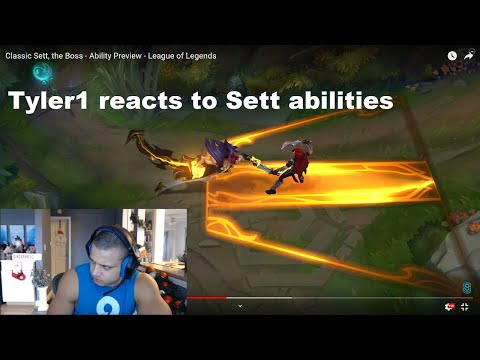 Tyler1 reacts to Sett abilities LoL
