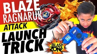 Beyblade Burst Blaze Ragnaruk Attack Launch Trick &amp; Unboxing! Beyblade Battle Takara Tomy vs Hasbro