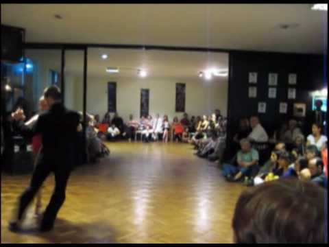  Andrea Misse  and  Javier Rodriguez  are  dancing  to  the  tango  "  Gallo Ciego  "
