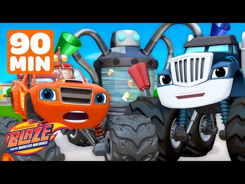 90 MINUTES of Crusher Building Robots to CHEAT! ???? | Blaze and the Monster Machines