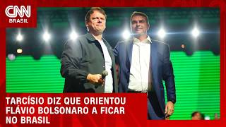 Vídeo: Tarcísio afirma que orientou Flávio a ficar no Brasil após eleição | CNN 360°
