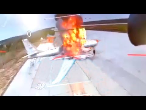 Атака FPV Украины на авиабазу Белая России с Ту-95