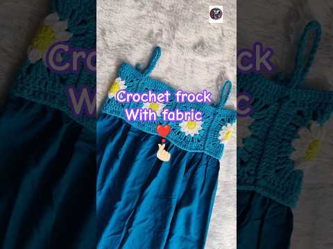crochet frock with fabric 😍🧿🧿🧿 granny square pattern 💕