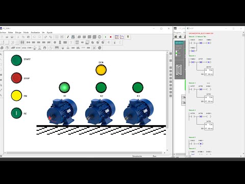 PLC S7-200 viết chương trình/PC-simu mô phỏng/Điều khiển động cơ theo tuần tự.