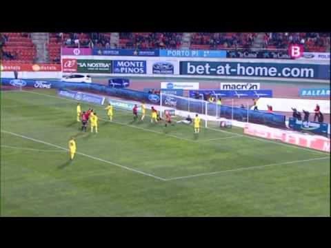 Gol tras rematar una falta lateral botada por Chori Castro. RCD Mallorca - Villarreal CF