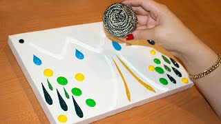 Iron Scrubber Acrylic Painting / How to Draw a Couple Walking a Cat/ ASMR Video