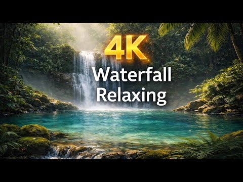 4K Waterfall Relaxing 🌿 Nature Sounds for Sleep, Study & Deep Relaxation