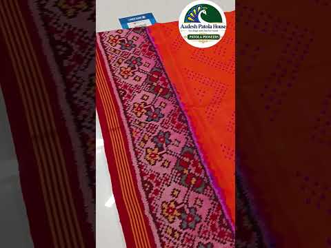 Red & Orange Bandhej Patola Single Ikat Chaniya Choli Dupatta 8 Ply Silk