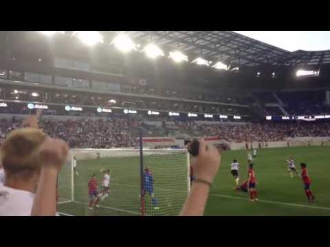 Abby Wambach scores and breaks Mia Hamm's record!! 6/20/2013