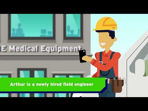 This video is an automated software demonstration of the ServiceMax platform, likely showcasing its field service management capabilities.