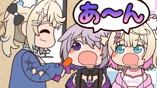 【手描き】フワワの餌付け【古石ビジュー/Fuwawa/Mococo/ホロライブ切り抜き/切り抜き漫画】