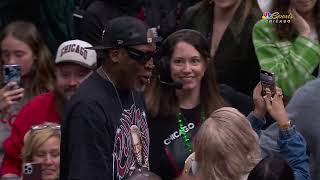 Dennis rodman was emotional after he was honored ahead of the bulls wizards game