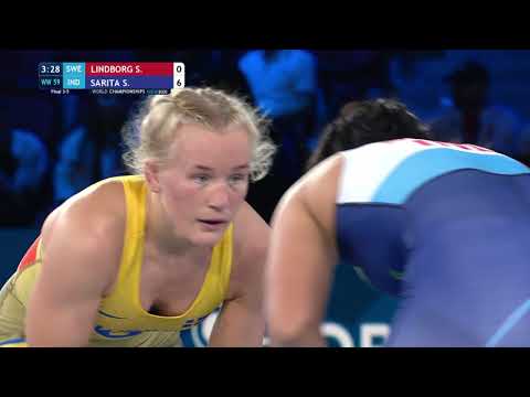 BRONZE WW - 59 kg: S. LINDBORG (SWE) v. S. SARITA (IND)