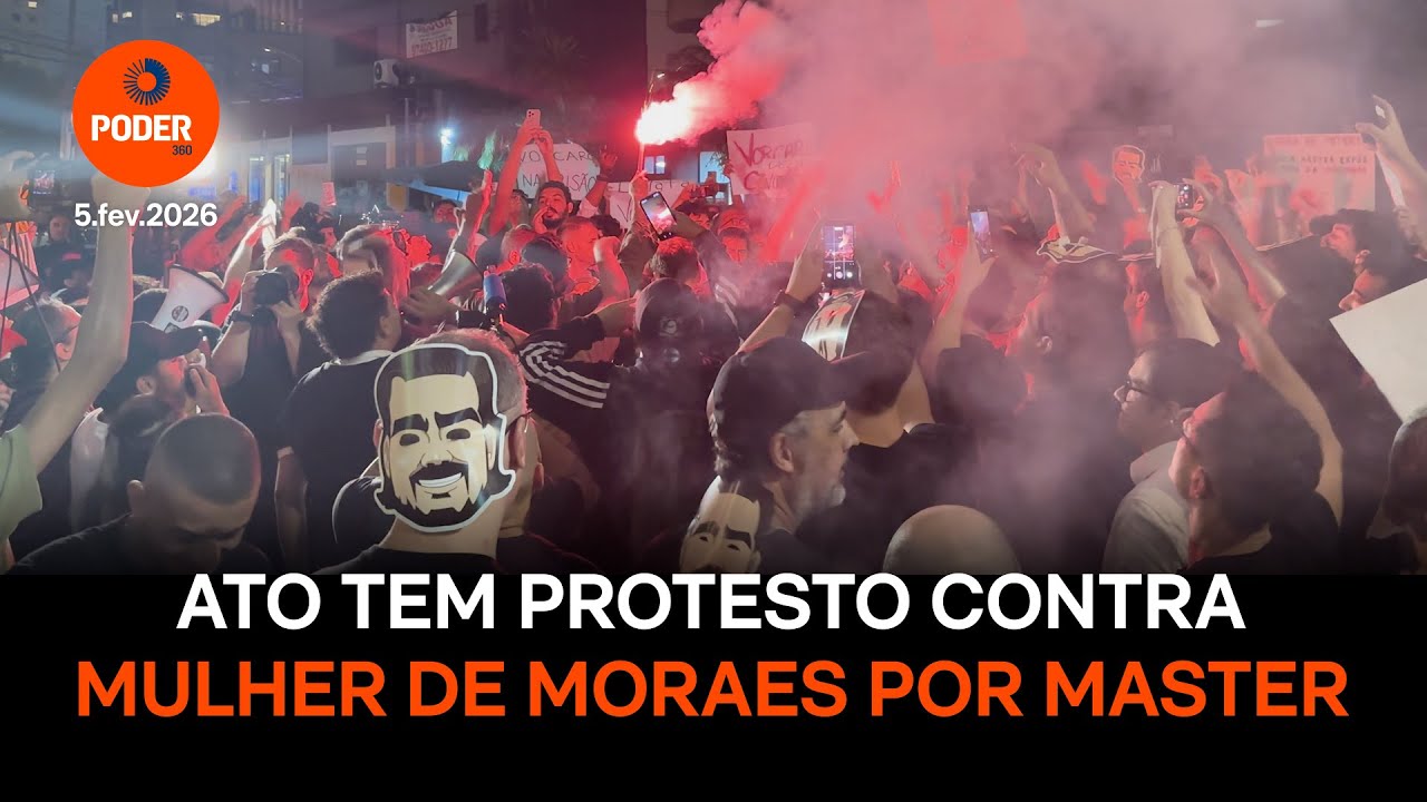 Ato tem protesto contra mulher de Moraes por contrato com Master
