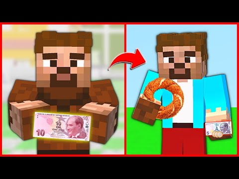 10TL İLE BİR GÜN GEÇİRMEK! 😱 - Minecraft