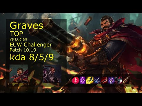 Graves vs Lucian Top - EUW Challenger 8/5/9 Patch 10.19 Gameplay
