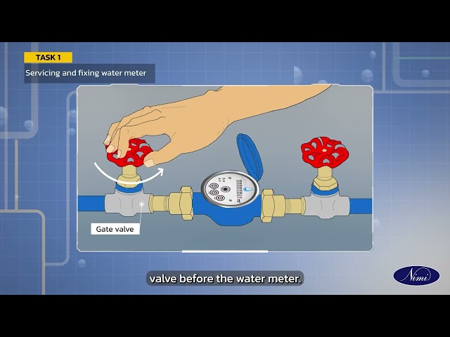 Fit the water meter and demonstrate delivery of water to overhead tank