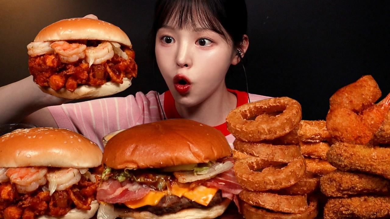 SUB)버거킹 신메뉴! 보일링씨푸드버거 먹방🦐🍔뉴욕 스테이크버거에 바삭킹 치즈스틱 어니언링 너겟까?