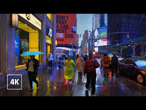 4K New York RAINY Midtown Manhattan Walk 🗽NYC Walking tour