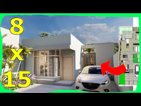 💥Fachada de CASA Moderna 8x15 de UN PISO